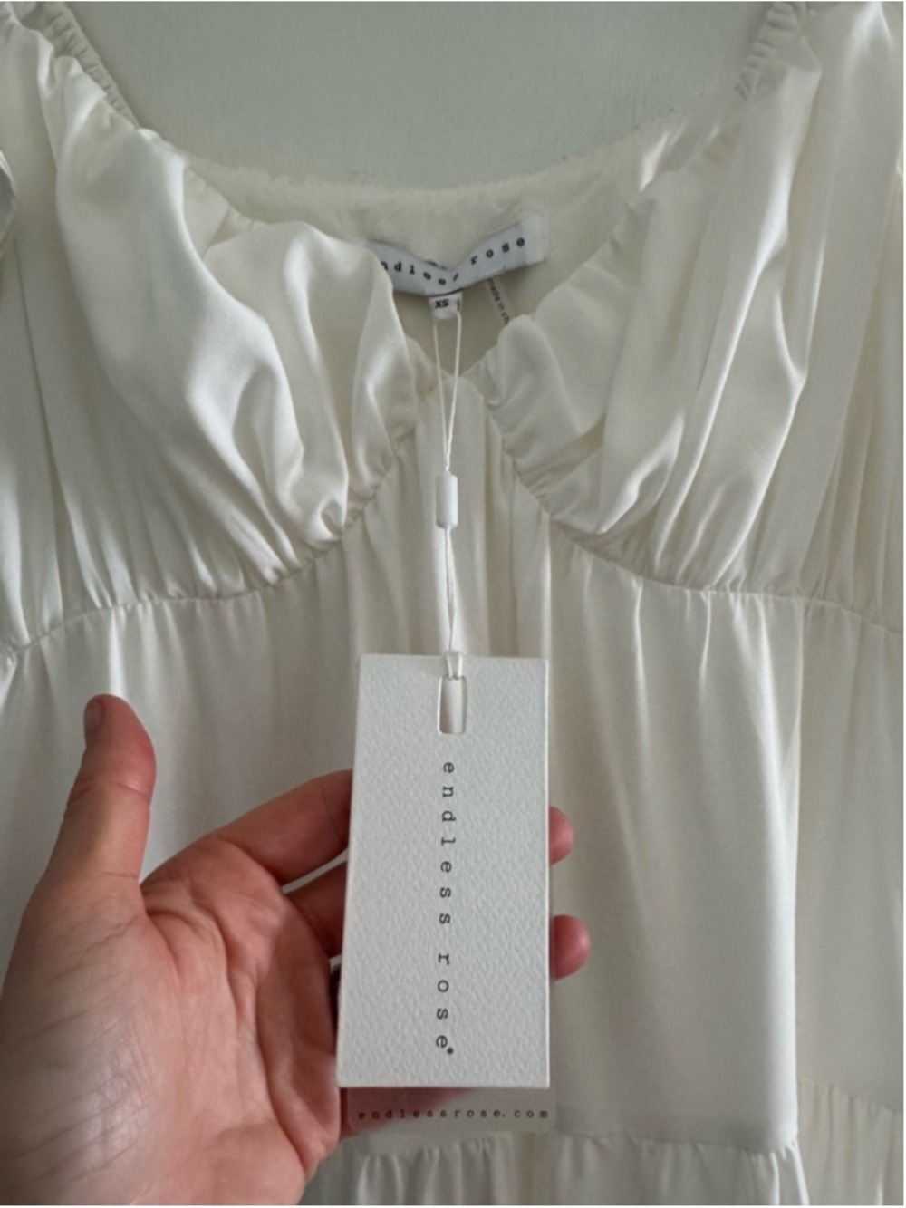 White Cottagecore Milkmaid Midi Dress Ruffle Tiered Romantic NWT XS - Picture 6 of 11